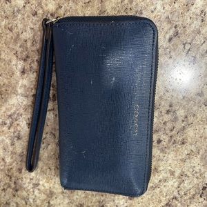 Navy Coach Wristlet Zip Wallet